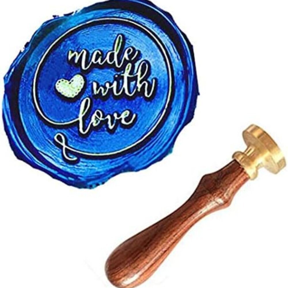 Heart Monogram Wax Seal Stamp Kit - Rosewood Handle, Copper Head - Ideal for Wed